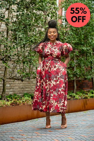 Fatima Red And Brown Dress Dresses