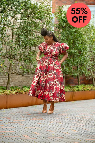 Fatima Red And Brown Dress Dresses