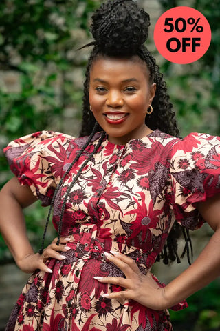 Fatima Red And Brown Dress Dresses