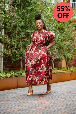 Fatima Red And Brown Dress Dresses