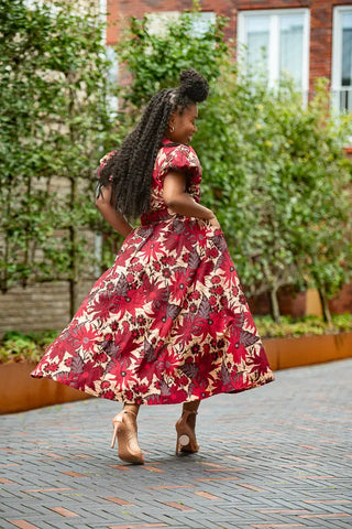 Fatima Red And Brown Dress Dresses