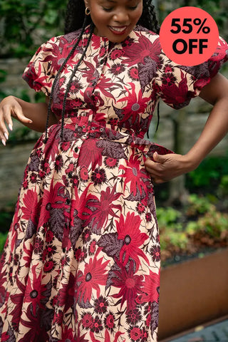 Fatima Red And Brown Dress Dresses