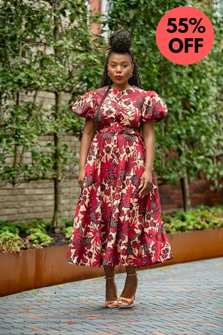 Fatima Red And Brown Dress Dresses