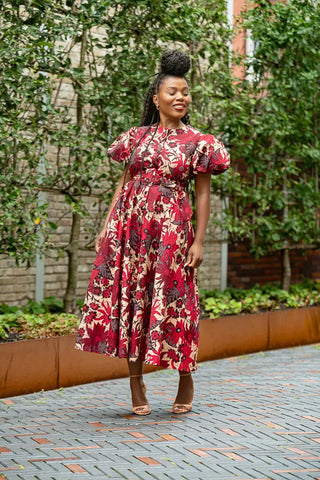 Fatima Red And Brown Dress Dresses