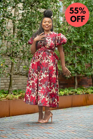 Fatima Red And Brown Dress Dresses