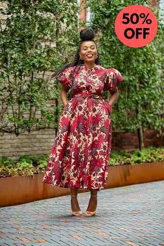 Fatima Red And Brown Dress Dresses