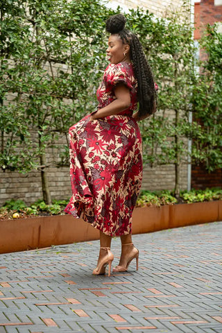 Fatima Red And Brown Dress Dresses