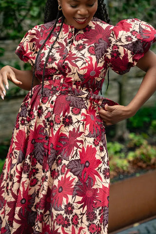 Fatima Red And Brown Dress Dresses