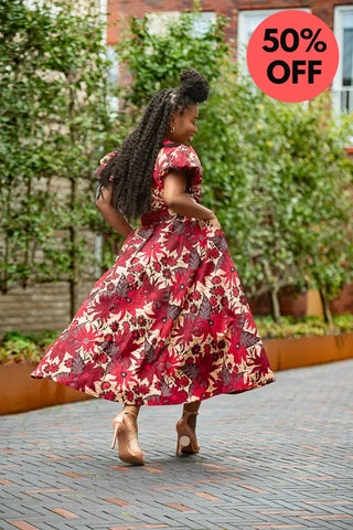 Fatima Red And Brown Dress Dresses