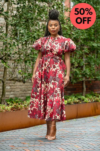 Fatima Red And Brown Dress Dresses