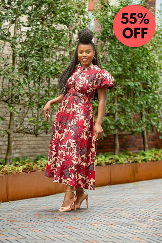 Fatima Red And Brown Dress Dresses