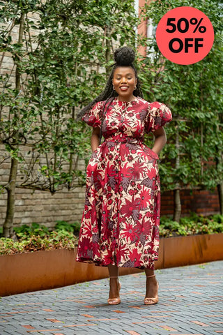 Fatima Red And Brown Dress Dresses