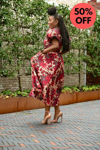 Fatima Red And Brown Dress Dresses