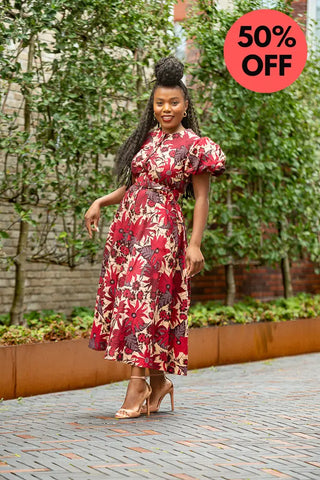 Fatima Red And Brown Dress Dresses