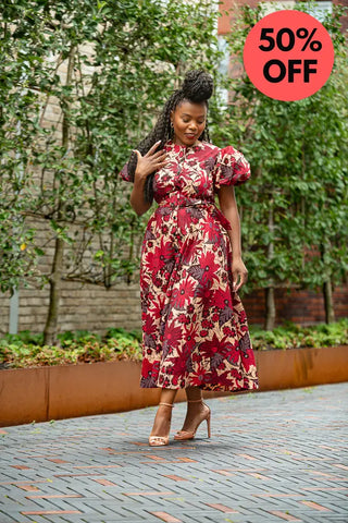 Fatima Red And Brown Dress Dresses