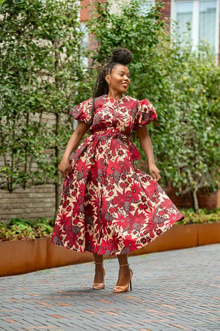 Fatima Red And Brown Dress Dresses