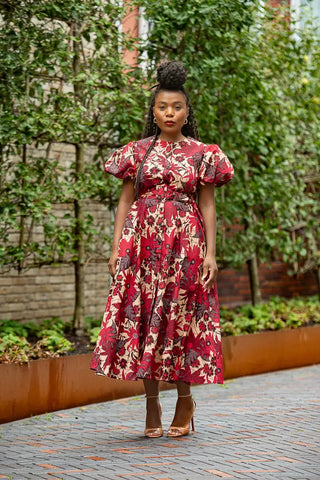 Fatima Red And Brown Dress Dresses