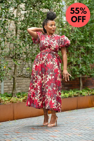 Fatima Red And Brown Dress Dresses