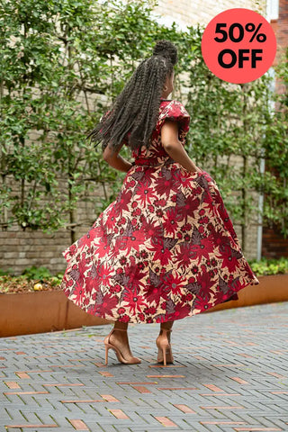 Fatima Red And Brown Dress Dresses