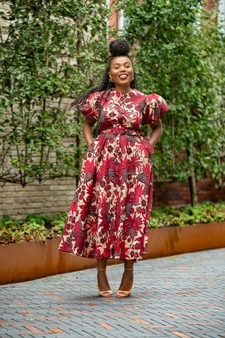 Fatima Red And Brown Dress Dresses