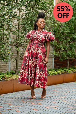 Fatima Red And Brown Dress Dresses