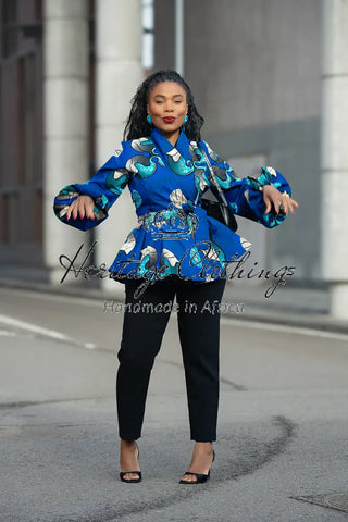 FRIDA BLUE WRAP TOP Shirts & Tops