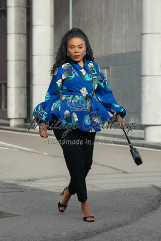 FRIDA BLUE WRAP TOP Shirts & Tops
