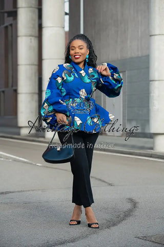 FRIDA BLUE WRAP TOP Shirts & Tops