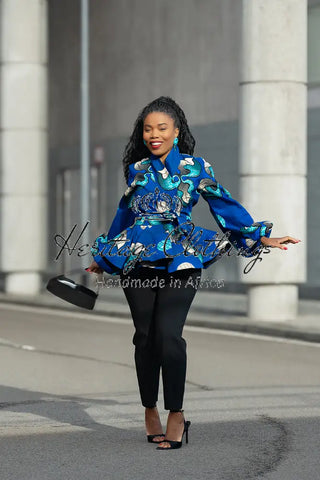 FRIDA BLUE WRAP TOP Shirts & Tops