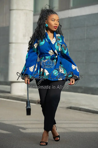 FRIDA BLUE WRAP TOP Shirts & Tops