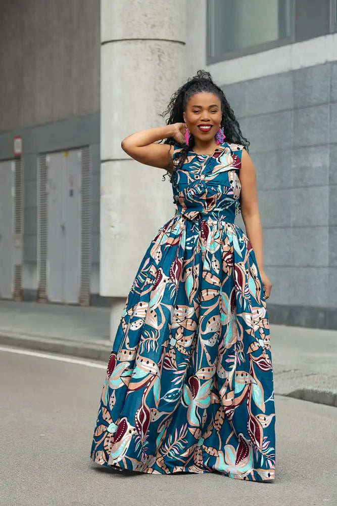 Funke Blue and Silver Maxi Dress Funke Blue and Silver Maxi Dress