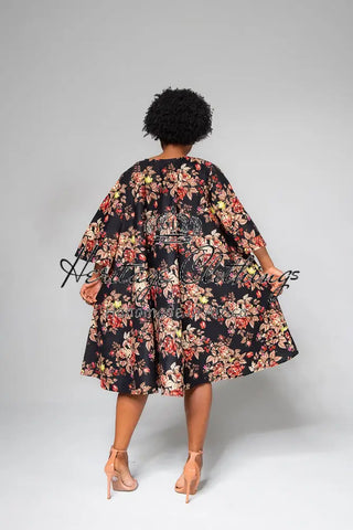 Hamza Black Floral Dress Clothing