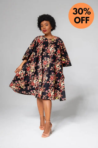 Hamza Black Floral Dress Clothing