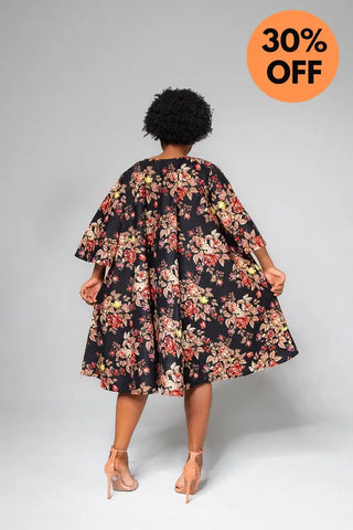 Hamza Black Floral Dress Clothing