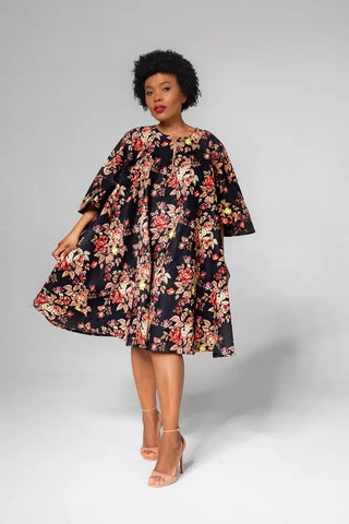 Hamza Black Floral Dress Clothing
