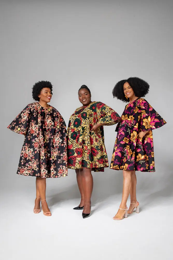Hamza Black Floral Dress Clothing