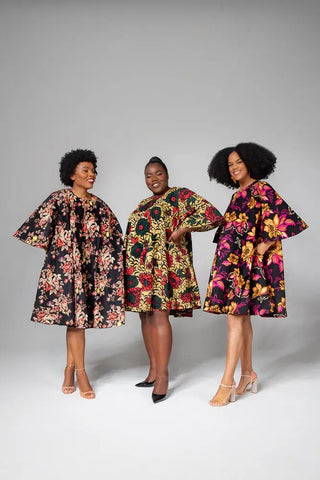 Hamza Black Floral Dress Clothing