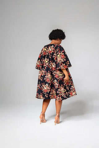 Hamza Black Floral Dress Clothing