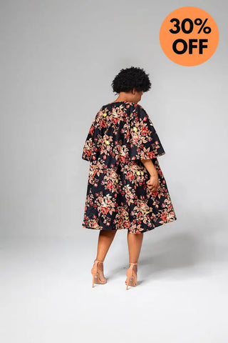 Hamza Black Floral Dress Clothing