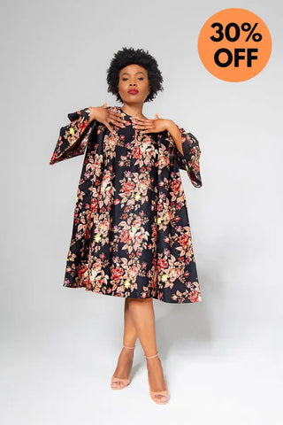 Hamza Black Floral Dress Clothing