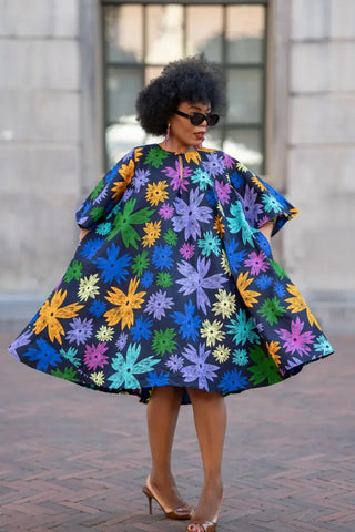 HAMZA BLUE FLORAL DRESS Women’s Dress