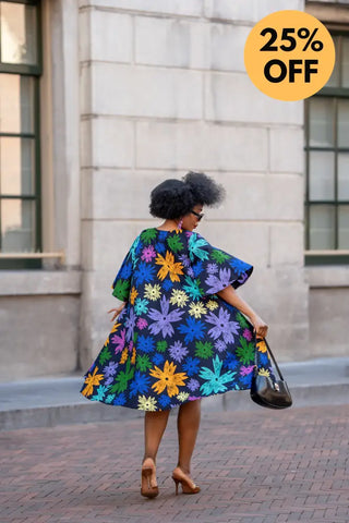 HAMZA BLUE FLORAL DRESS Women’s Dress