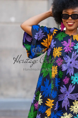 HAMZA BLUE FLORAL DRESS Women’s Dress