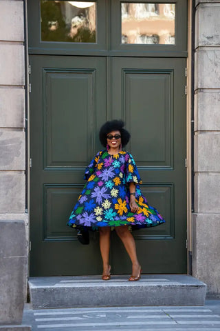 HAMZA BLUE FLORAL DRESS Women’s Dress