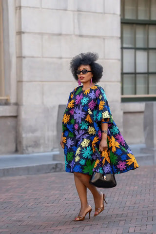 HAMZA BLUE FLORAL DRESS Women’s Dress