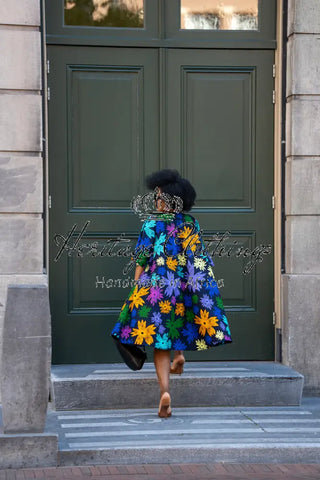 HAMZA BLUE FLORAL DRESS Women’s Dress