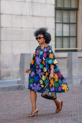 HAMZA BLUE FLORAL DRESS Women’s Dress