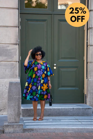 HAMZA BLUE FLORAL DRESS Women’s Dress