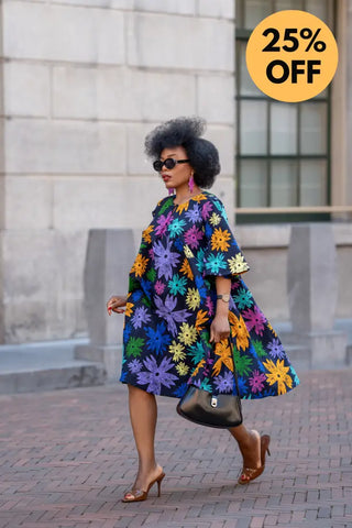 HAMZA BLUE FLORAL DRESS Women’s Dress