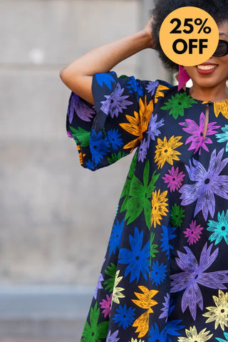 HAMZA BLUE FLORAL DRESS Women’s Dress